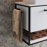 Gabinete Suspenso Para Cuba Banheiro 1 Pt Basc P1007 Preto Branco Pp Preto Branco - 5