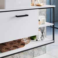 Gabinete Suspenso Para Cuba Banheiro 1 Pt Basc P1007 Preto Branco Pp Preto Branco - 7