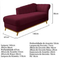 Kit Diva Recamier Vanessa 140cm Lado Esquerdo E 01 Poltrona Laura Suede Cor Bordô - 3