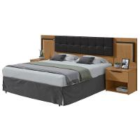 Cabeceira Box Lopas Calitan Tecido Korino Preto C/led Amêndoa Clean/preto Fosco - 2