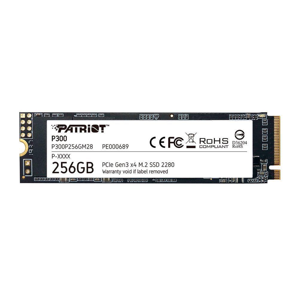 Ssd 256gb Patriot P300, M.2 2280 Pcie 3x4 Nvme 1.3, Leitura 1700mb/s, Grav. 1100mb/s - P300p256gm28 - 6