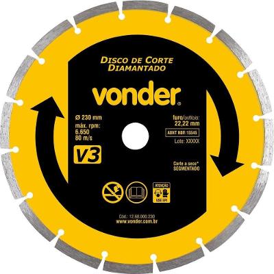 Disco Diamantado 230Mm Segmentado Furo 22Mm V3 - Vonder