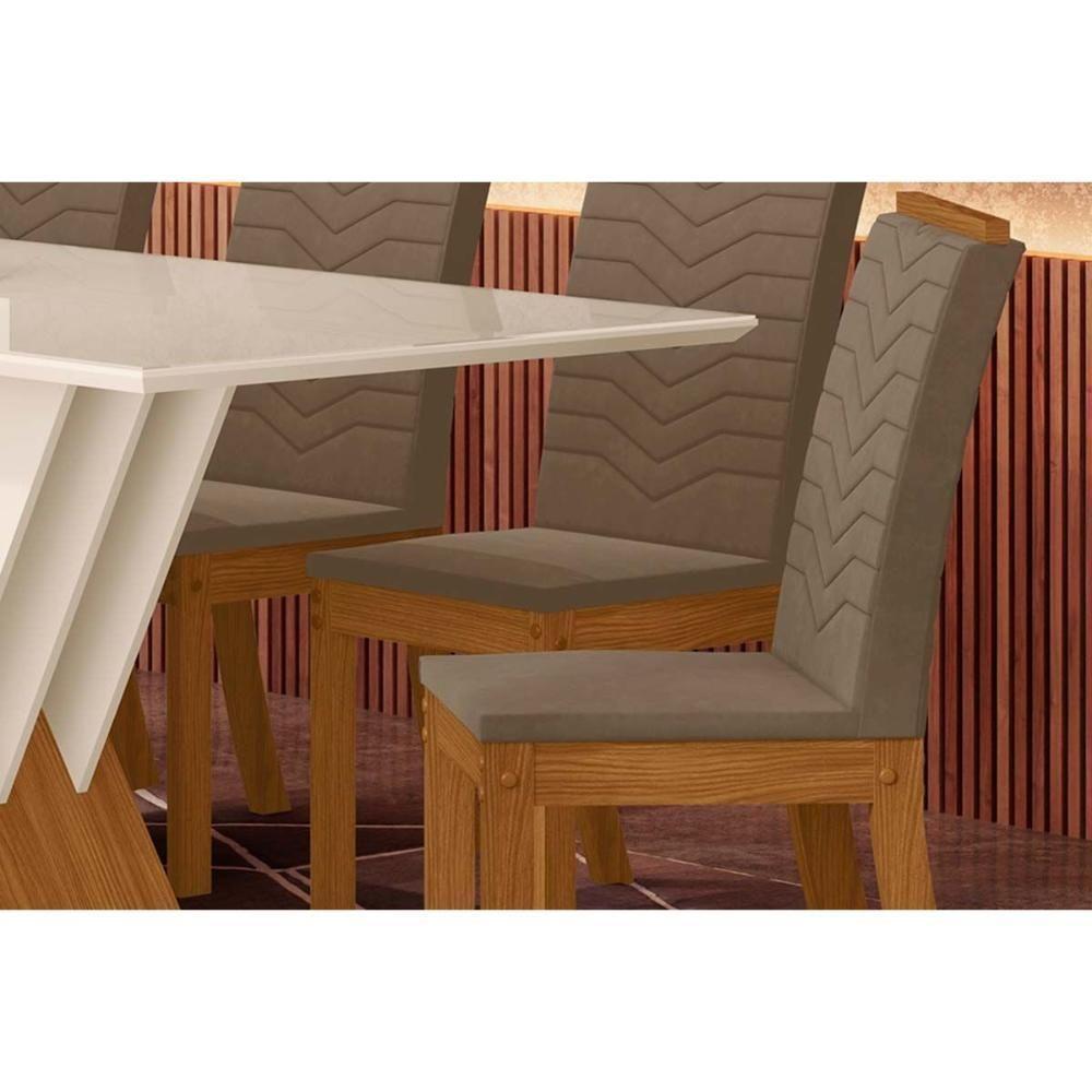 Cadeira Sala De Jantar Isa Kit 4 Un Nature-veludo Light Linho - Henn - 2