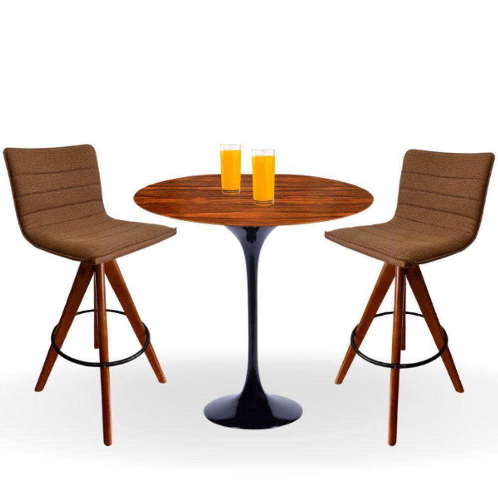 Mesa Bistrô Saarinen 70 Cm Tampo Pau Ferro Base Preta Cor Preto - 3