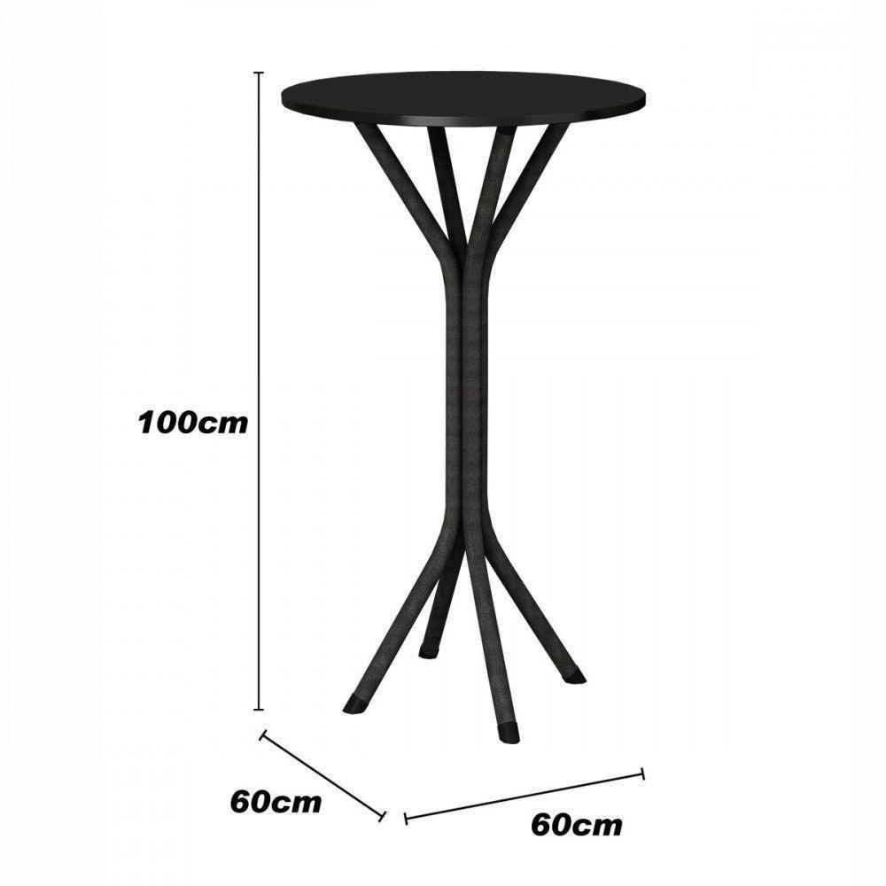 Mesa Alta Holanda Com Tampo Mdp Preto 60x60 Martelado Grafite Teixeira Grafite Com Preto - 2