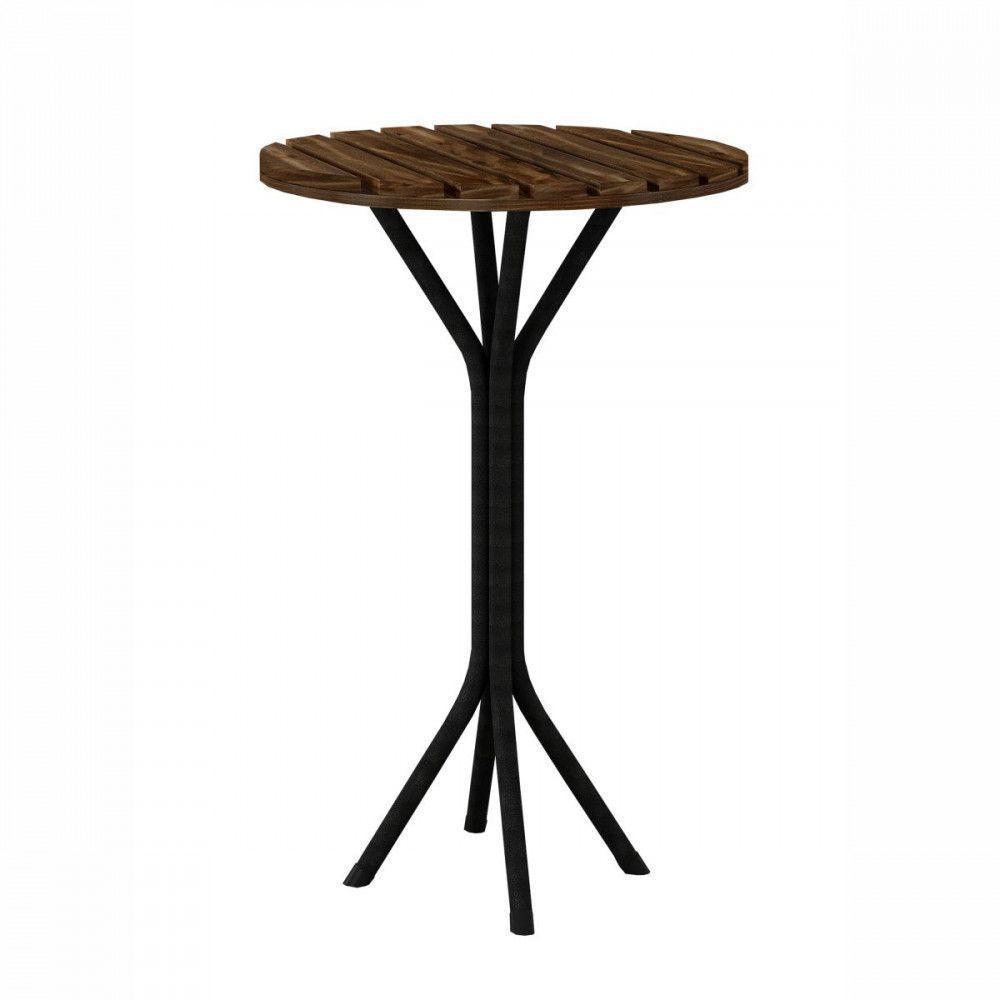 Mesa Alta Holanda Com Tampo Mdp Ripado 60x60 Martelado Grafite Teixeira Grafite - 1