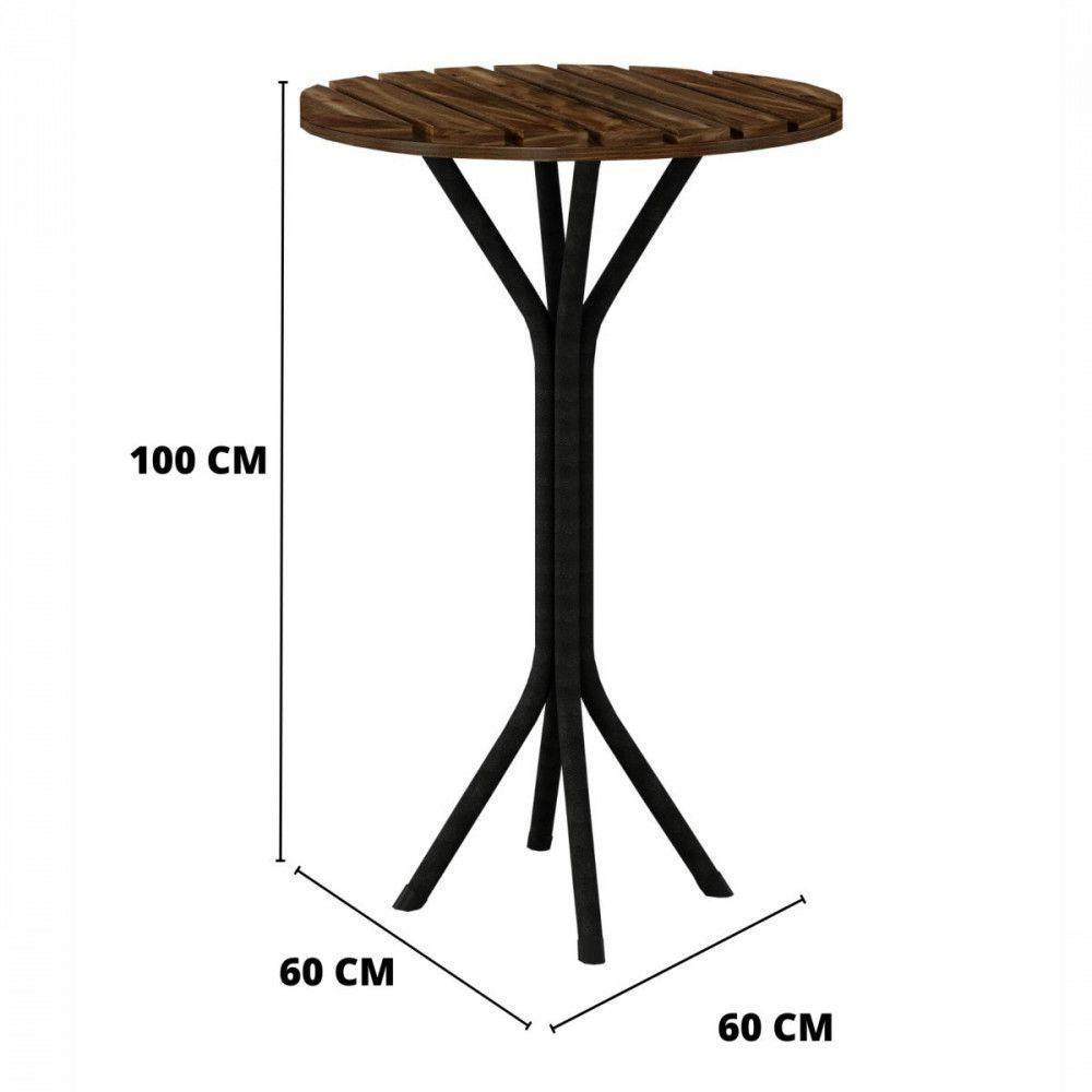 Mesa Alta Holanda Com Tampo Mdp Ripado 60x60 Martelado Grafite Teixeira Grafite - 2
