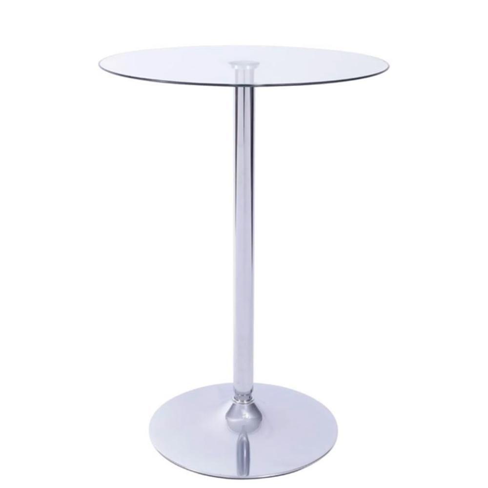 Mesa Bistrô Redonda Apollo 70 Cm (largura) Base Aço Cromado Tampo Vidro Temperado 110 Cm (altura) - 1