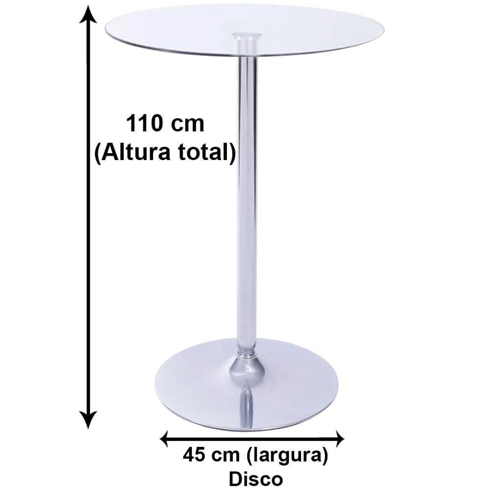 Mesa Bistrô Redonda Apollo 70 Cm (largura) Base Aço Cromado Tampo Vidro Temperado 110 Cm (altura) - 2