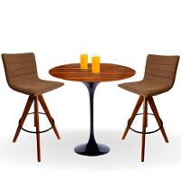Mesa Bistrô Saarinen 60 Cm Tampo Pau Ferro Base Preta Cor Preto - 2