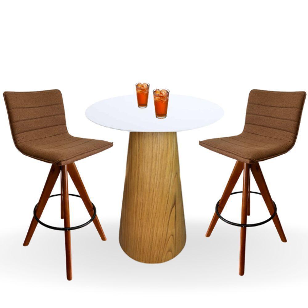 Mesa Bistrô Cone 60 Cm Tampo Laca Branca Base Freijó Cor Marrom - 3