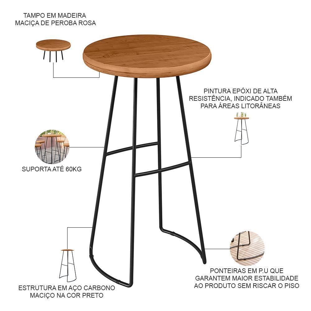 Kit 4 Mesas Bistrô Bar Alta Estrutura Ravi D01 Peroba Rosa - 2