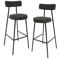 Kit 02 Banquetas Altas Estrutura Em Aço Milão Linho Chumbo - 1