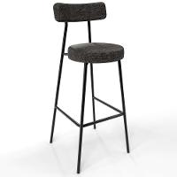 Kit 02 Banquetas Altas Estrutura Em Aço Milão Linho Chumbo - 7