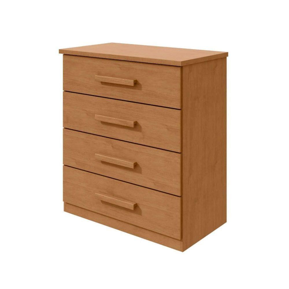 Cômoda Baião Com 4 Gavetas Corrediças Telescópicas Lopas Amendoa Clean - 6