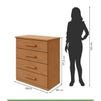 Cômoda Baião Com 4 Gavetas Corrediças Telescópicas Lopas Amendoa Clean - 2