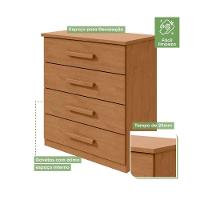Cômoda Baião Com 4 Gavetas Corrediças Telescópicas Lopas Amendoa Clean - 3