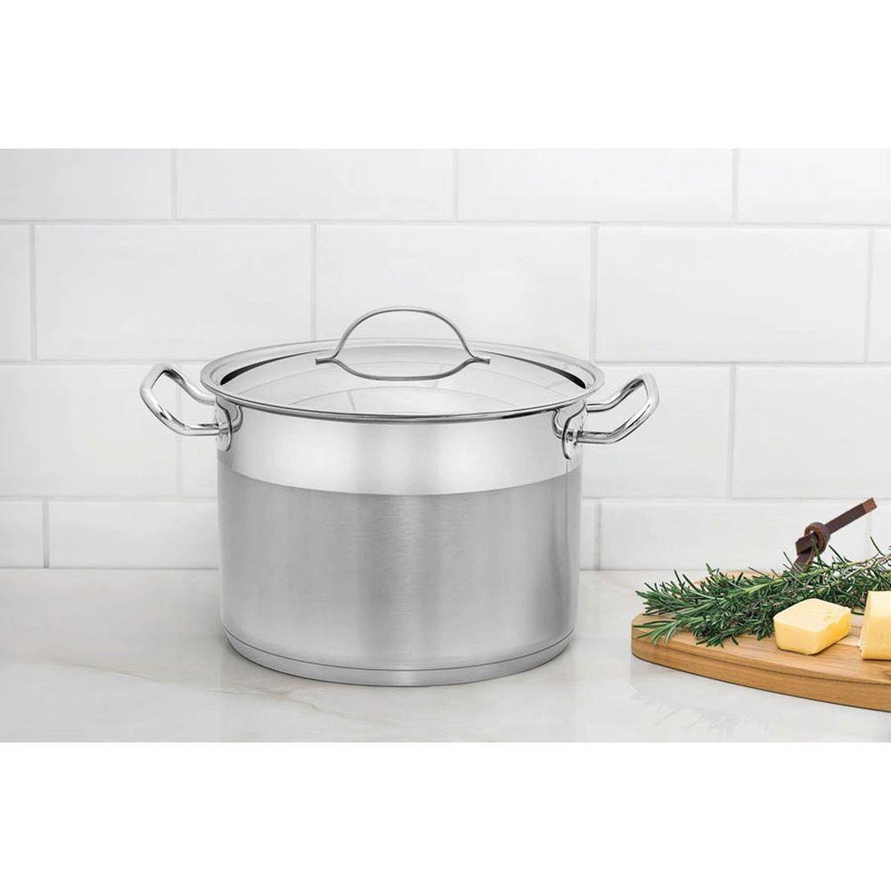 Caldeirão Professional Em Aço Inox Fundo Triplo Com Tampa Plana Detalhe Satinado 24 Cm 7, - 8