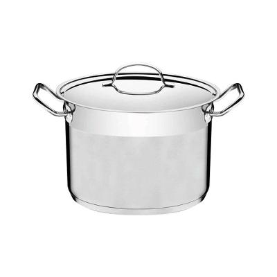 Caldeirão Professional Em Aço Inox Fundo Triplo Com Tampa Plana Detalhe Satinado 24 Cm 7,