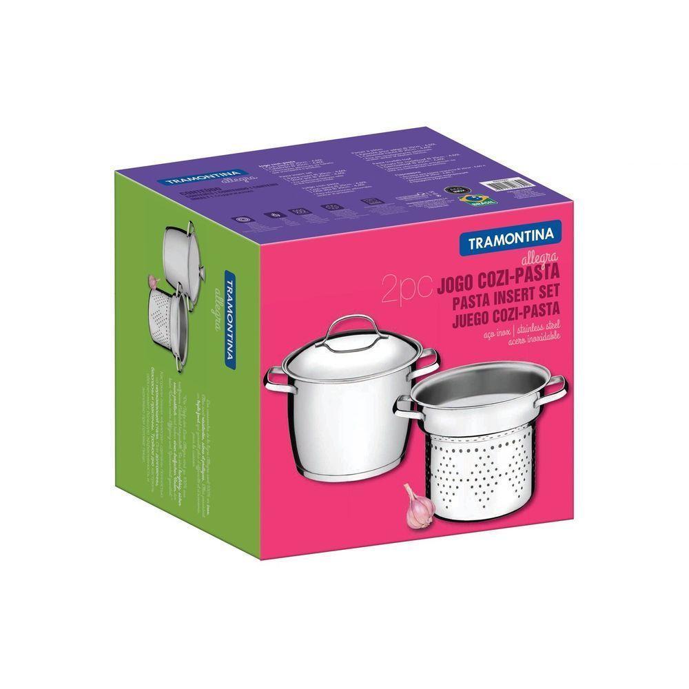 Jogo Cozi-pasta Tramontina Allegra Em Aço Inox Com Fundo Triplo 2 Peças Tramontina - 2