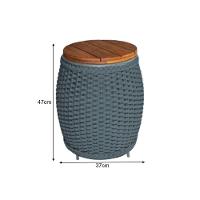 Puff Mesa Garden Em Corda Náutica Base Em Alumínio Cinza E Tampo Em Madeira Cinza - Cor: Cinza - 2