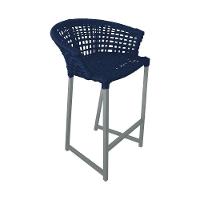 Kit 6 Banquetas Reis Em Corda Náutica E Base Em Alumínio Cinza Para área Gourmet Azul Marinho Azul - 2