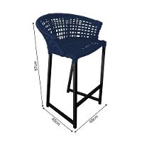 Kit 6 Banquetas Reis Em Corda Náutica E Base Em Alumínio Preta Para área Gourmet Azul Marinho Azul - 2