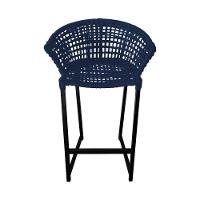 Kit 6 Banquetas Reis Em Corda Náutica E Base Em Alumínio Preta Para área Gourmet Azul Marinho Azul - 3