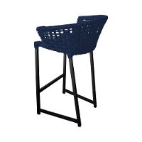 Kit 6 Banquetas Reis Em Corda Náutica E Base Em Alumínio Preta Para área Gourmet Azul Marinho Azul - 5