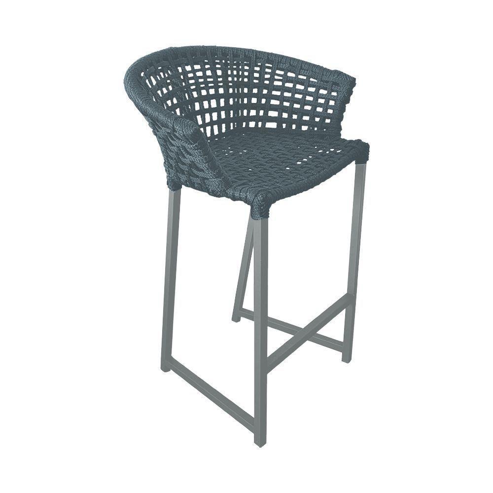 Kit 4 Banquetas Reis Em Corda Náutica E Base Em Alumínio Cinza Para área Gourmet Externa Cinza Cinza - 3