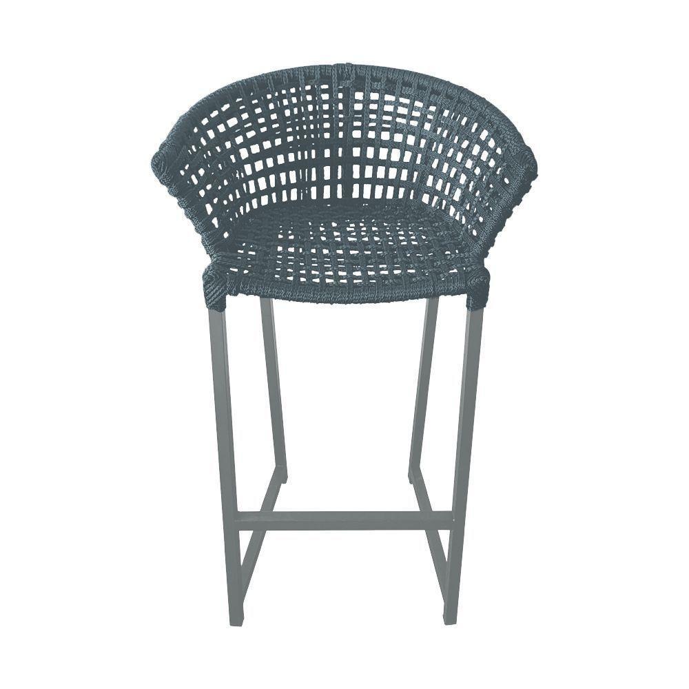 Kit 4 Banquetas Reis Em Corda Náutica E Base Em Alumínio Cinza Para área Gourmet Externa Cinza Cinza - 5