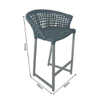 Kit 4 Banquetas Reis Em Corda Náutica E Base Em Alumínio Cinza Para área Gourmet Externa Cinza Cinza - 2