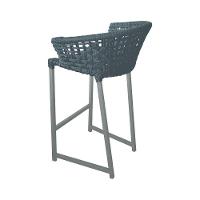 Kit 4 Banquetas Reis Em Corda Náutica E Base Em Alumínio Cinza Para área Gourmet Externa Cinza Cinza