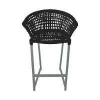 Kit 2 Banquetas Reis Em Corda Náutica E Base Em Alumínio Cinza Para área Gourmet Externa Preta Preto - 3