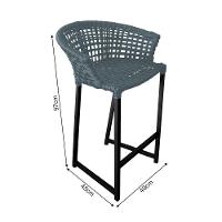 Kit 6 Banquetas Reis Em Corda Náutica E Base Em Alumínio Preta Para área Gourmet Externa Cinza Cinza - 3