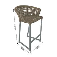 Kit 4 Banquetas Reis Em Corda Náutica E Base Em Alumínio Cinza Para área Gourmet Externa Rami Bege - 3