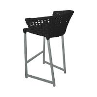 Kit 6 Banquetas Reis Em Corda Náutica E Base Em Alumínio Cinza Para área Gourmet Externa Preta Preto - 5