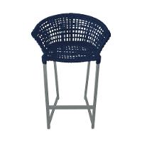 Conjunto Bistrô Champanheira Cinza Tampo Ripado E 2 Banquetas Reis Corda Náutica Azul Marinho Azul - 3