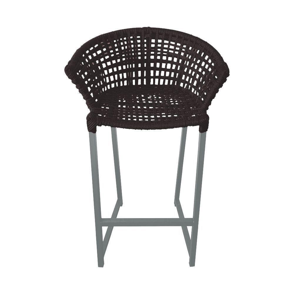 Kit 4 Banquetas Reis Em Corda Náutica E Base Em Alumínio Cinza Para área Gourmet Externa Marrom - 5