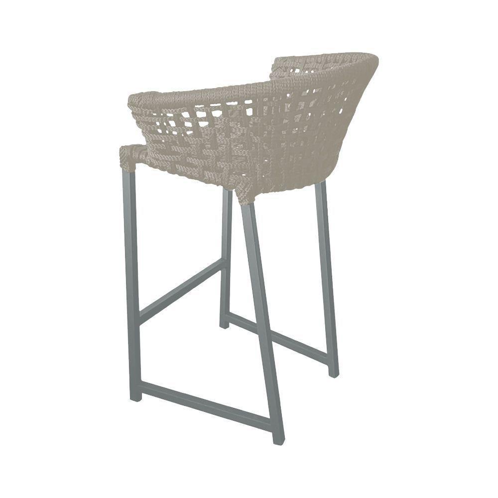 Kit 4 Banquetas Reis Em Corda Náutica E Base Em Alumínio Cinza Para área Gourmet Externa Areia Bege - 5