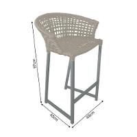 Kit 4 Banquetas Reis Em Corda Náutica E Base Em Alumínio Cinza Para área Gourmet Externa Areia Bege - 2