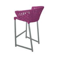 Kit 6 Banquetas Reis Em Corda Náutica E Base Em Alumínio Cinza Para área Gourmet Externa Rosa Rosa - 3