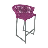 Kit 6 Banquetas Reis Em Corda Náutica E Base Em Alumínio Cinza Para área Gourmet Externa Rosa Rosa