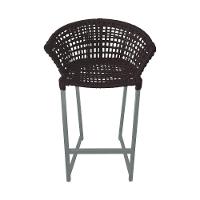 Kit 6 Banquetas Reis Em Corda Náutica E Base Em Alumínio Cinza Para área Gourmet Externa Marrom - 2