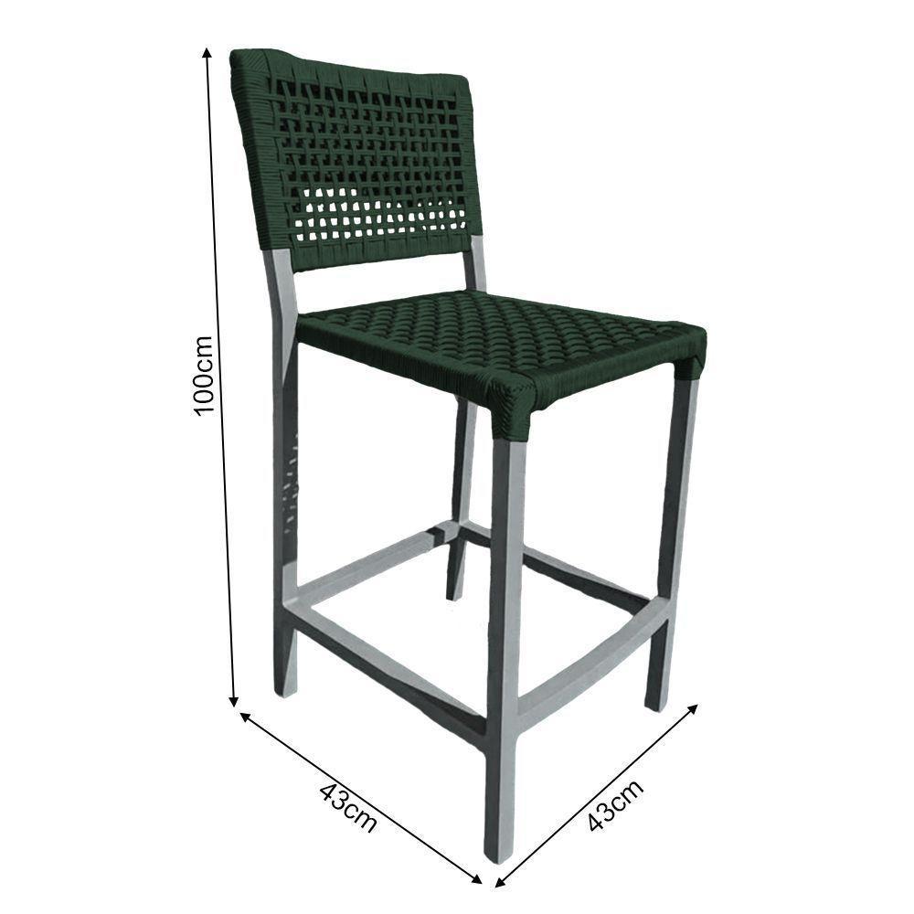 Conjunto Bistrô Champanheira Cinza Tampo Ripado E 2 Banquetas França Corda Náutica Verde Musgo Verde - 2