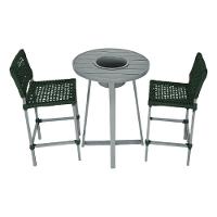 Conjunto Bistrô Champanheira Cinza Tampo Ripado E 2 Banquetas França Corda Náutica Verde Musgo Verde - 1