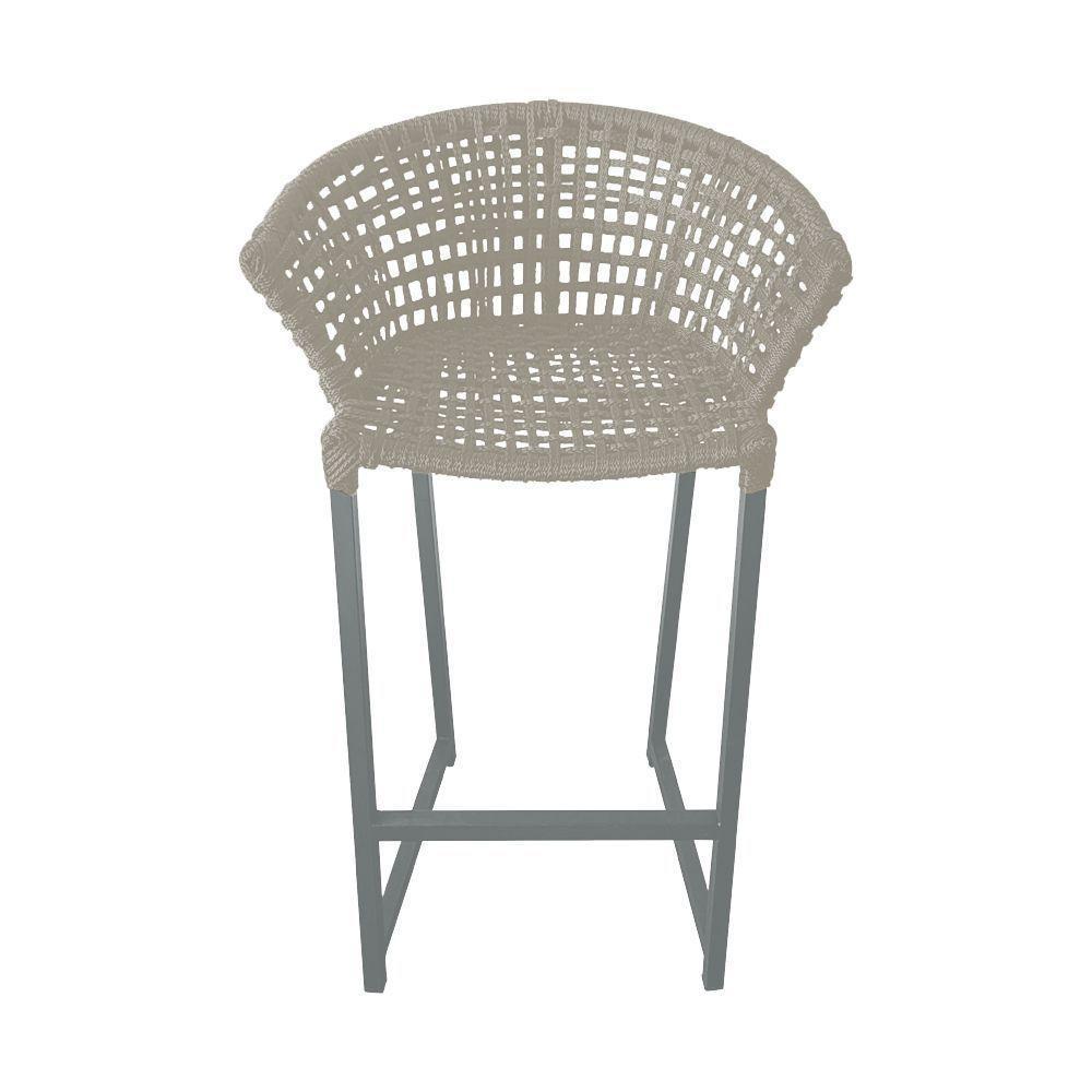 Kit 2 Banquetas Reis Em Corda Náutica E Base Em Alumínio Cinza Para área Gourmet Externa Areia Bege - 5