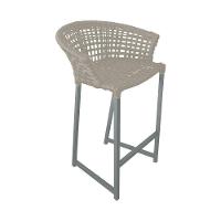 Kit 2 Banquetas Reis Em Corda Náutica E Base Em Alumínio Cinza Para área Gourmet Externa Areia Bege - 2