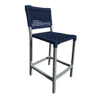 Conjunto Bistrô Champanheira Cinza Tampo Ripado E 2 Banquetas França Corda Náutica Azul Marinho Azul - 2