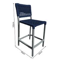 Conjunto Bistrô Champanheira Cinza Tampo Ripado E 2 Banquetas França Corda Náutica Azul Marinho Azul